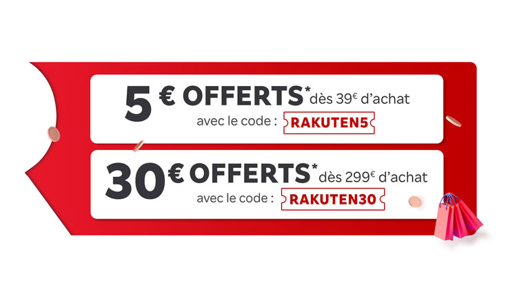 Bon Plan : Rakuten vous fait profiter de 5€ ou 30€ de réduction