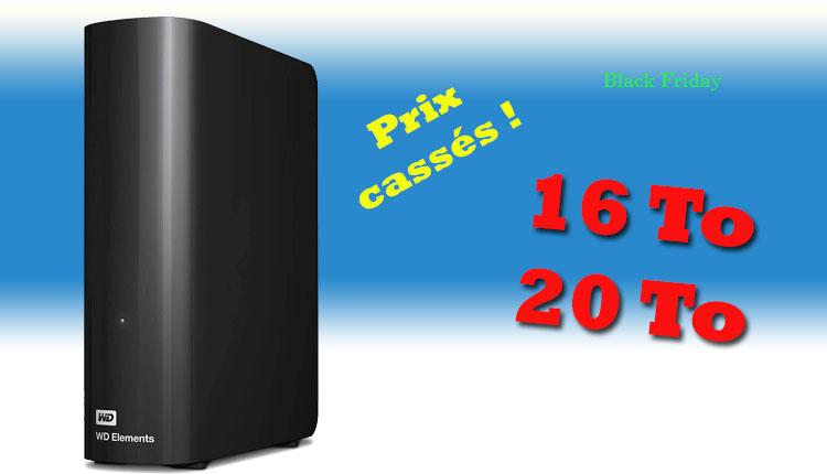 Black Friday : les disques durs WD Elements Desktop de 16 To et 20 To en promo