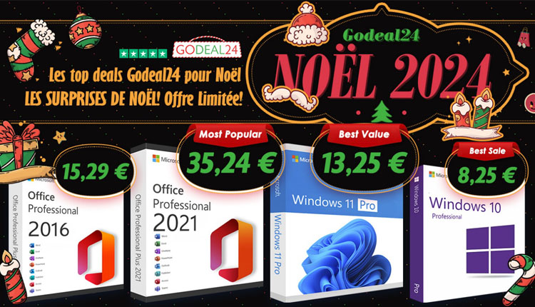 Pour Noël, Godeal24 brade les licences Windows 11 Pro à 10€ et Microsoft Office à 15€