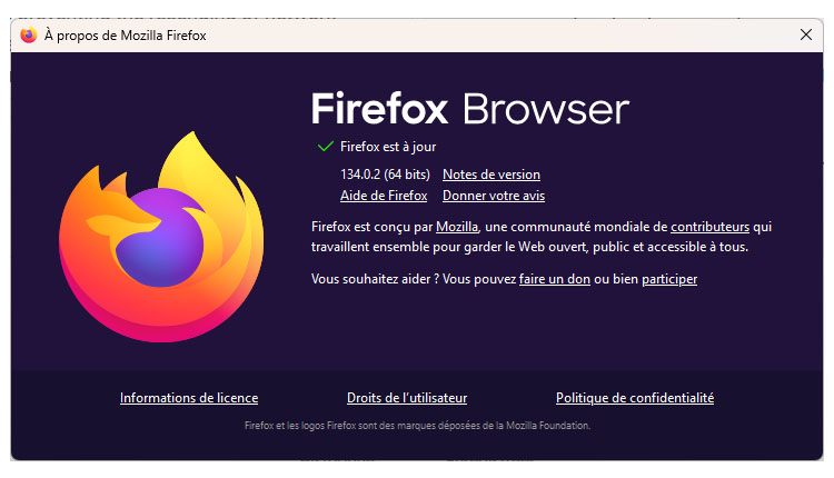 La version 134.0.2 de Mozilla Firefox apporte des correctifs